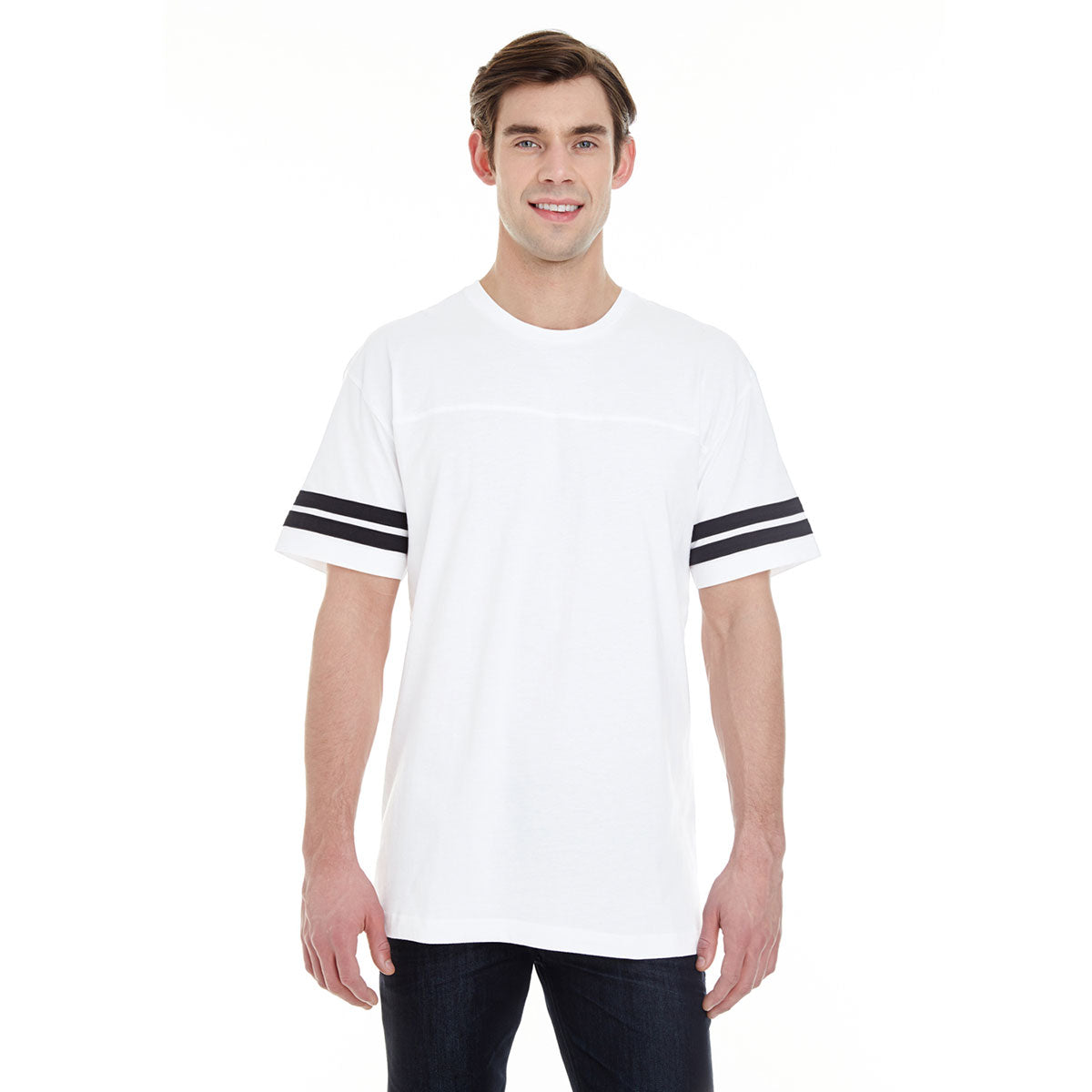 LAT Men's White/Black Football Fine Jersey T-Shirt
